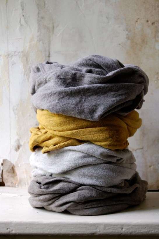 Mustard scarf organic cotton hemp jersey naturally hand dyed